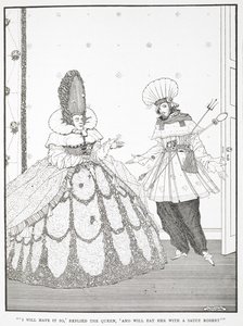 Lo voglio così, rispose la Regina, e la mangerò con una salsa Robert. Illustrazione per la storia La bella addormentata nel bosco