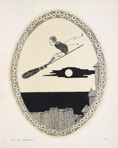 Se avessi una scopa. Illustrazione per una poesia di Patrick R. Chalmers. Un ragazzo su una scopa da Harry Clarke
