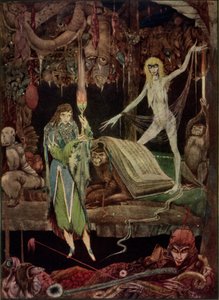 "Mi sembra, un milione di sciocchi in coro / stanno delirando e non si stancheranno mai", illustrazione da Faust di Goethe, tradotto da John Anster da Harry Clarke