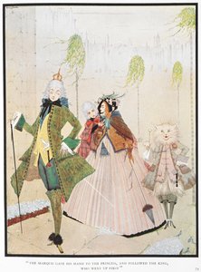 "Il marchese diede la mano ai principi e seguì il re, che salì per primo." Illustrazione per la storia, 