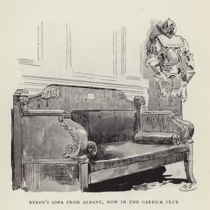 Il divano di Byron da Albany, ora nel Garrick Club da Harry Furniss
