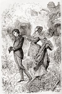 Estella e Pip nel giardino di Miss Havisham.
