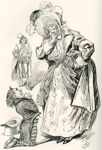 Maggiore Tpschoffki. Illustrazione di Harry Furniss per una storia di Natale di Charles Dickens, Entrare in società, dall