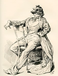 Mr. Alfred Mantalini. Illustrazione di Harry Furniss per il romanzo di Charles Dickens Nicholas Nickleby, dalla The Testimonial Edition, pubblicata nel 1910.