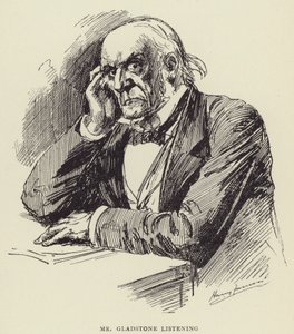 Mr Gladstone che ascolta da Harry Furniss