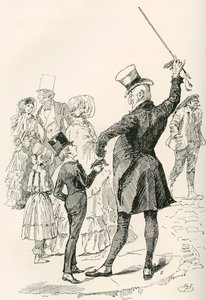 Mr. Micawber porta David a casa da Harry Furniss