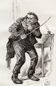 Mr. Squeers. Illustrazione di Harry Furniss per il romanzo di Charles Dickens 