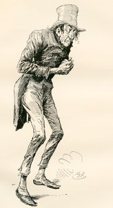 Newman Noggs. Illustrazione di Harry Furniss per il romanzo di Charles Dickens Nicholas Nickleby, dalla The Testimonial Edition, pubblicata nel 1910. da Harry Furniss