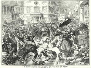 Cartone animato Punch: Una tranquilla domenica a Londra; o, il giorno di riposo da Harry Furniss