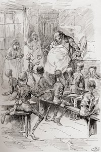 Fame nella casa di lavoro. "Per favore signore, ne voglio ancora." "Il Maestro fissò in stupore stupefatto il piccolo ribelle per alcuni secondi, e si aggrappò per supporto al rame. Gli assistenti erano paralizzati dalla meraviglia; i ragazzi dalla paura.  da Harry Furniss