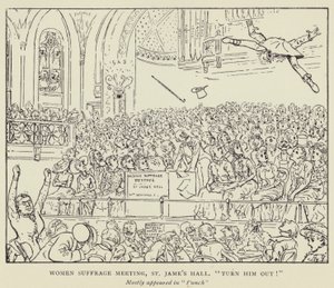Incontro per il suffragio femminile, St James Hall, Cacciatelo fuori! da Harry Furniss
