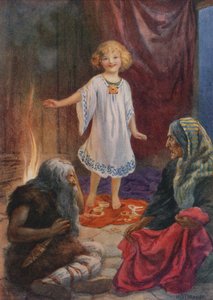 Aslaug, Aki e Grima, da "Ragnar Lodbrog" (litografia a colori)
