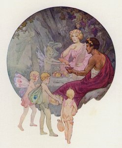 Calipso nella sua grotta (litografia a colori) da Harry George Theaker