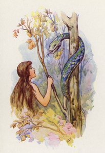 Eva guardava meravigliata il Serpente (litografia a colori)