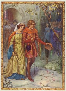 "Sposò una signora di alto lignaggio", Storia di Gamelyn (litografia a colori) da Harry George Theaker