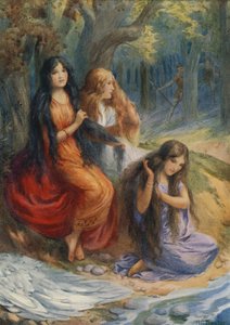 Hladgrun, Olrun e Alvit, da "Wayland the Smith" (litografia a colori)