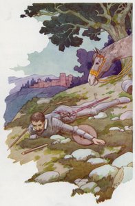 Illustrazione per Don Chisciotte (litografia a colori) da Harry George Theaker