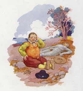 Illustrazione per Don Chisciotte (litografia a colori) da Harry George Theaker