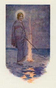 Gesù stava sulla riva (litografia a colori) da Harry George Theaker