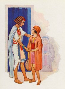 Giuda portò Beniamino e lo presentò a Giuseppe (litografia a colori)