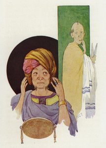 Mida non riuscì a mantenere il segreto con il suo barbiere (litografia a colori) da Harry George Theaker
