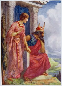 Odino e Frigga" da "Asgard e il suo re" illustrato per "Storie per bambini delle leggende del Nord" pubblicato da Raphael Tuck