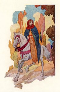 La principessa Ginevra a cavallo (litografia a colori) da Harry George Theaker