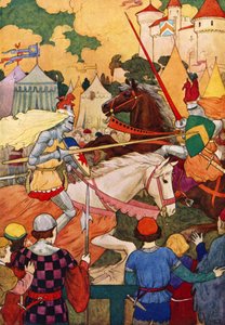 Il primo torneo di Sir Lancillotto (litografia a colori)