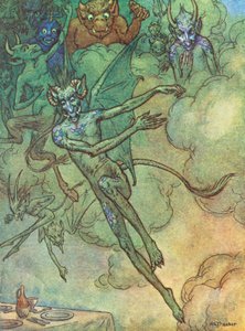 La leggenda di San Cuthbert, una leggenda della contea del Nord (litografia a colori) da Harry George Theaker