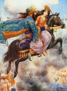 La principessa torna in Persia, illustrazione da "Storie per bambini delle Mille e una notte", di Rose Yeatman Woolf, 1920 circa (litografia a colori)
