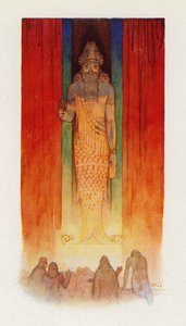 Il dio principale dei Filistei era un dio-pesce (litografia a colori) da Harry George Theaker