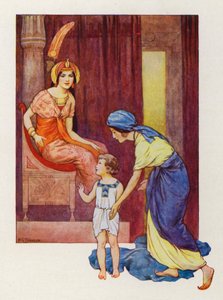 La madre di Mosè lo portò dalla principessa (litografia a colori) da Harry George Theaker