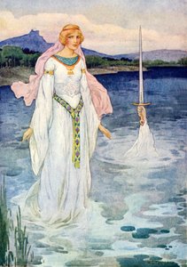 La spada e la dama del lago (litografia a colori) da Harry George Theaker