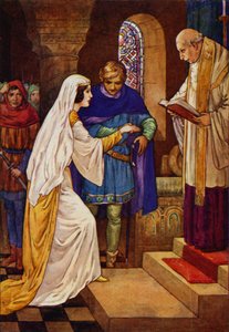 Poi il sacerdote li sposò (litografia a colori) da Harry George Theaker