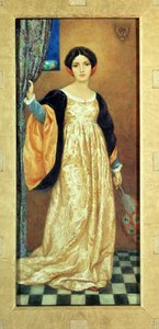 Donna con ventaglio di pavone (acquerello)