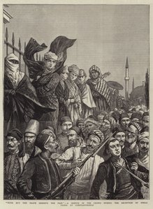 Solo i coraggiosi meritano la bella, uno schizzo nella folla durante la ricezione di Osman Pasha a Costantinopoli da Harry Hamilton Johnston