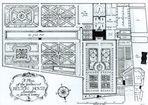 Piano dei giardini di Belton House, Lincolnshire, come esistevano in precedenza, c.1900 da Harry Inigo Triggs