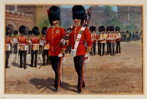 Le Guardie Coldstream cambiano la guardia a St James, circa 1905