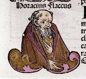 Ritratto di Orazio (Quinto Orazio Flacco) (65-8 a.C.), poeta latino. In "Liber Chronicarum" di Hartmann Schedel. 1497 da Hartmann Schedel