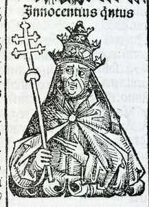Ritratto di Papa Innocenzo IV (1195 - 1254) in Liber chronicarum di Hartmann Schedel Norimberga 1497