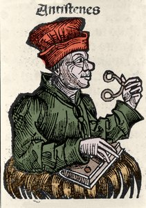 Il filosofo greco Antistene (444-365 a.C.). Xilografia delle "Cronache di Norimberga" di Hartmann Schedel