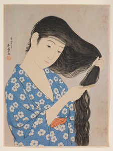 Donna che si pettina da Hashiguchi Goyô