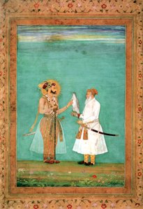 Imperatore Shah Jahan e un cortigiano anziano con un falco, c.1650 da Hashim Hashim