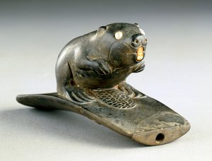 Pipa a piattaforma con effigie di castoro, 100 a.C.-200 d.C.
