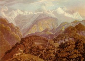 La valle del Jumna con le due grandi cime di Bunder Punch, 1946 da Havell and Son