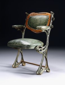 Una sedia in ferro e legno progettata per la Sala Concerti Humbert de Romans, Parigi da Hector Guimard