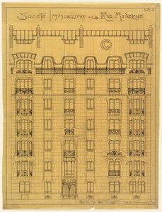 Progetto per la facciata della Société Immobilière de la Rue Modern, n. 6 da Hector Guimard