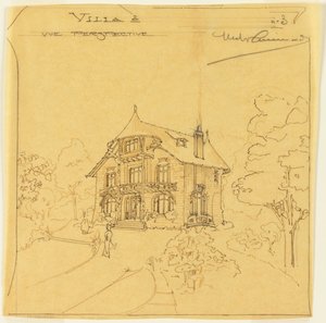 Vista prospettica di una villa da Hector Guimard