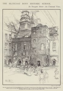 La storica scuola dei Bluecoat Boys in Newgate Street, Londra da Hedley Fitton