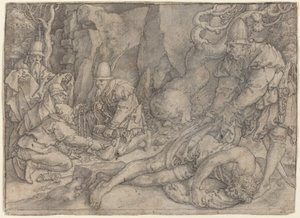 Un uomo sopraffatto dai ladri da Heinrich Aldegrever